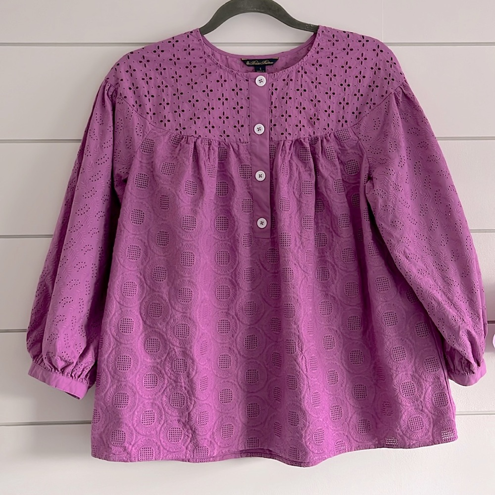 **SOLD** Brooks Brothers Purple Eyelet Top